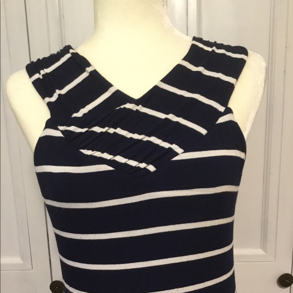 NAVY BLUE STRIPED MAXI DRESS SLEEVELESS